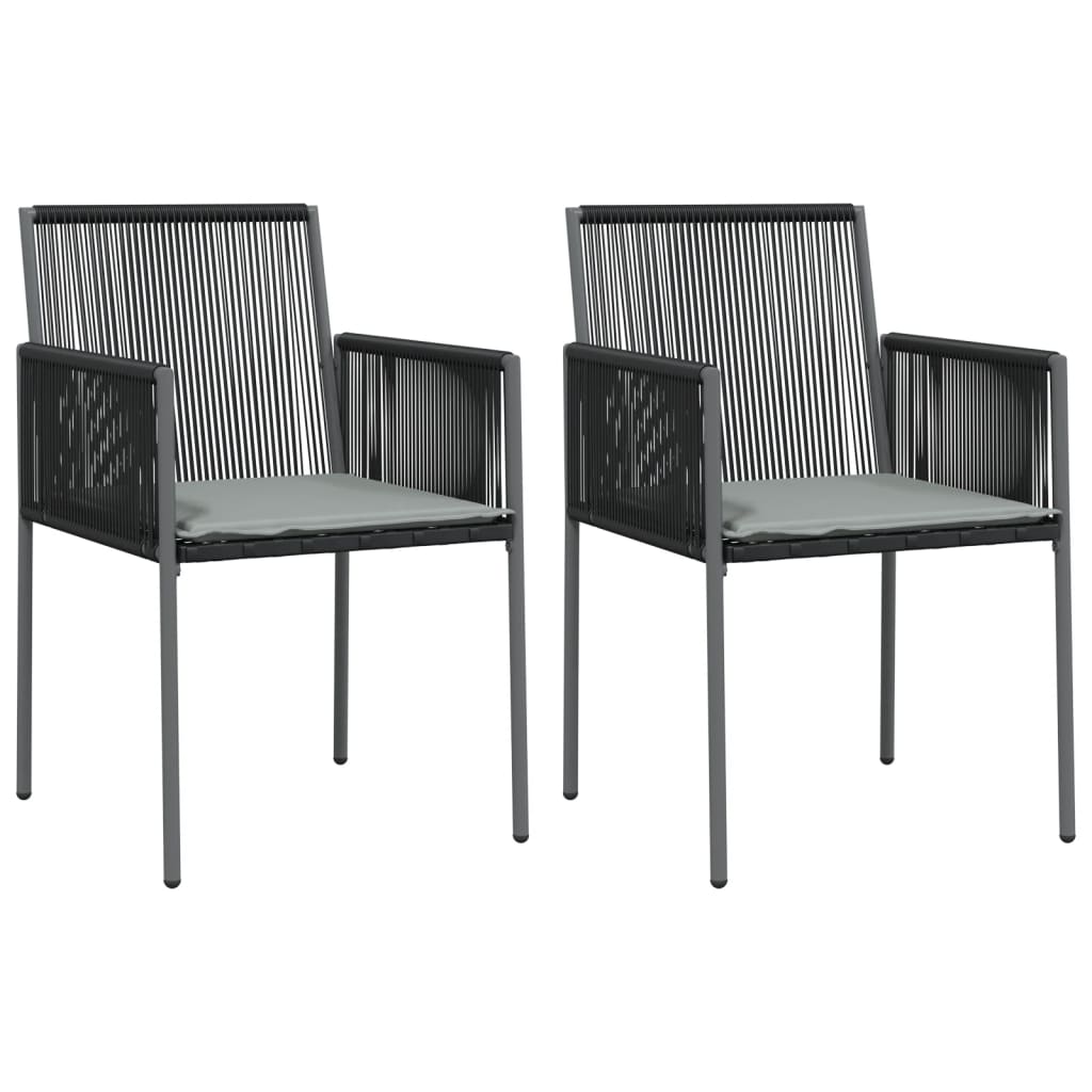 vidaXL Tuinstoelen 2 st met kussens 54x60,5x83,5 cm poly rattan zwart, foto 3
