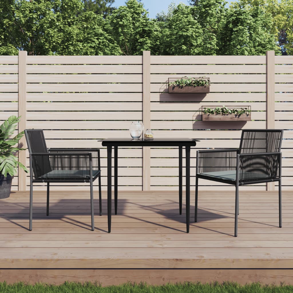 vidaXL Tr&auml;dg&aring;rdsstolar 2 st med dynor svart 54x60,5x83,5 cm konstr.