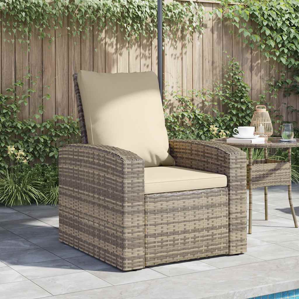 Thumbnail - vidaXL Gartensessel Verstellbar mit Kissen Hellbraun Poly Rattan