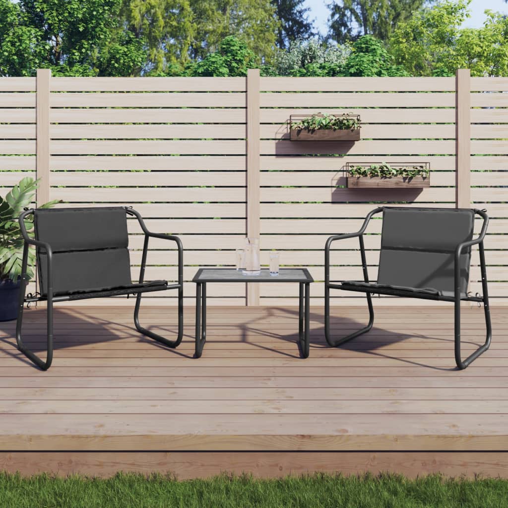 vidaXL 3-tlg. Garten-Lounge-Set mit Kissen Anthrazit Stahl