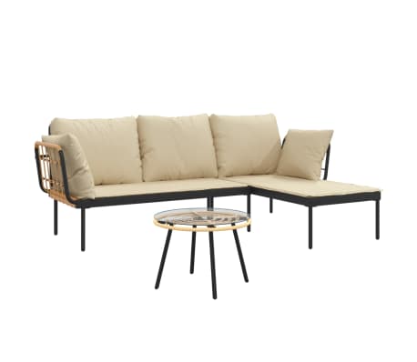 Set De 2 Sofás De Jardín Con Cojines | Ratán Sintético Beige, Acero, Capacidad 110 Kg, Incluye Almacenamiento