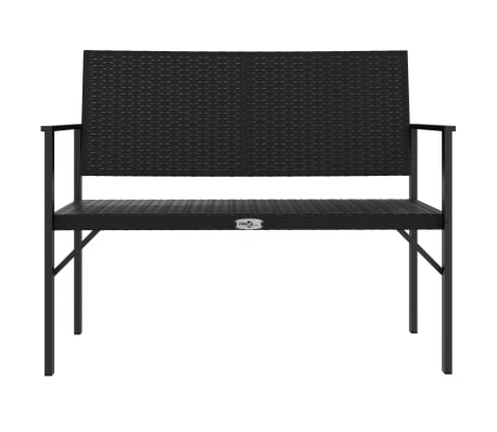 vidaXL 2-Seater Garden Bench Black Poly Rattan