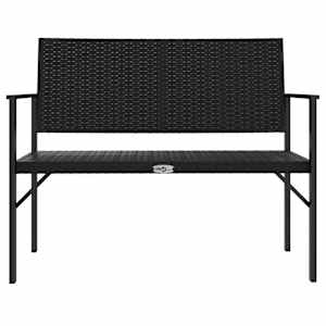 vidaXL 2-Seater Garden Bench Black Poly Rattan