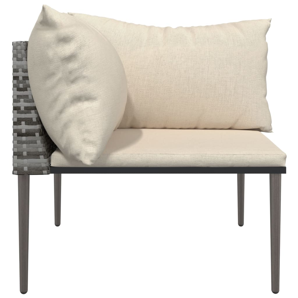 vidaXL Garten-Ecksofa mit Kissen Grau Poly Rattan – Bild 3