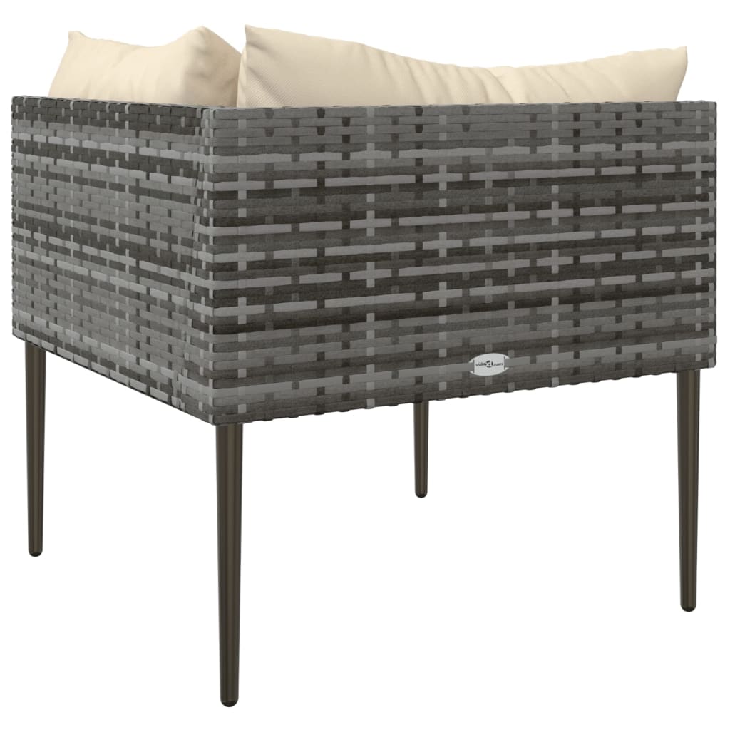 vidaXL Garten-Ecksofa mit Kissen Grau Poly Rattan – Bild 4