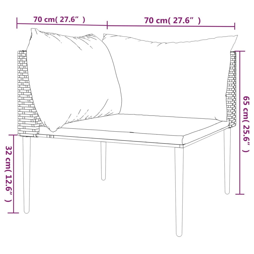 vidaXL Garten-Ecksofa mit Kissen Grau Poly Rattan – Bild 7