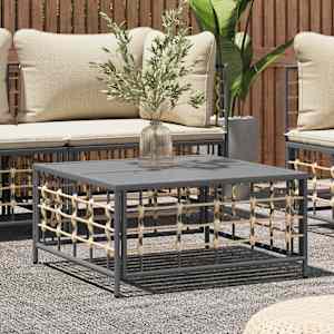 Vrtna miza antracitna 70x70x34 cm poli ratan