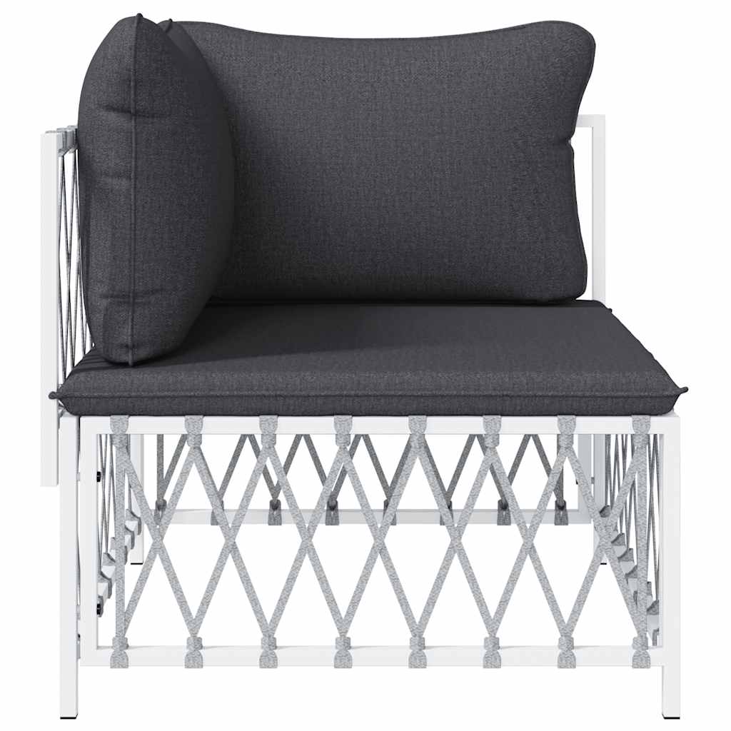 Thumbnail - vidaXL Garten-Ecksofa mit Kissen Weiß Gewebe