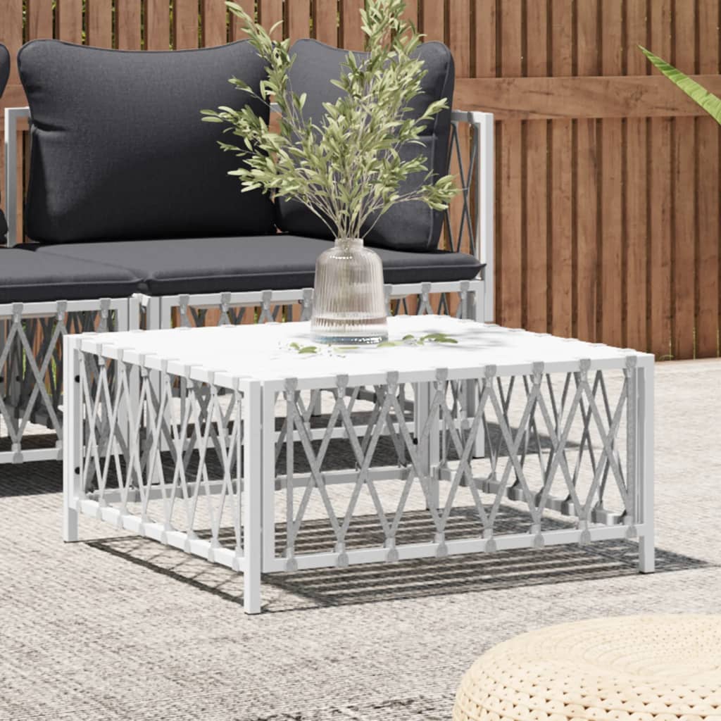 vida XL Gartentisch Weiß 70x 70x 34 cm Gewebe