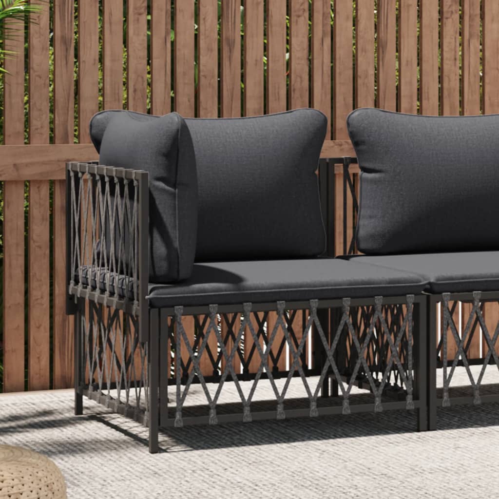 vidaXL Garden Corner Sofa with Cushions Anthracite Woven Fabric