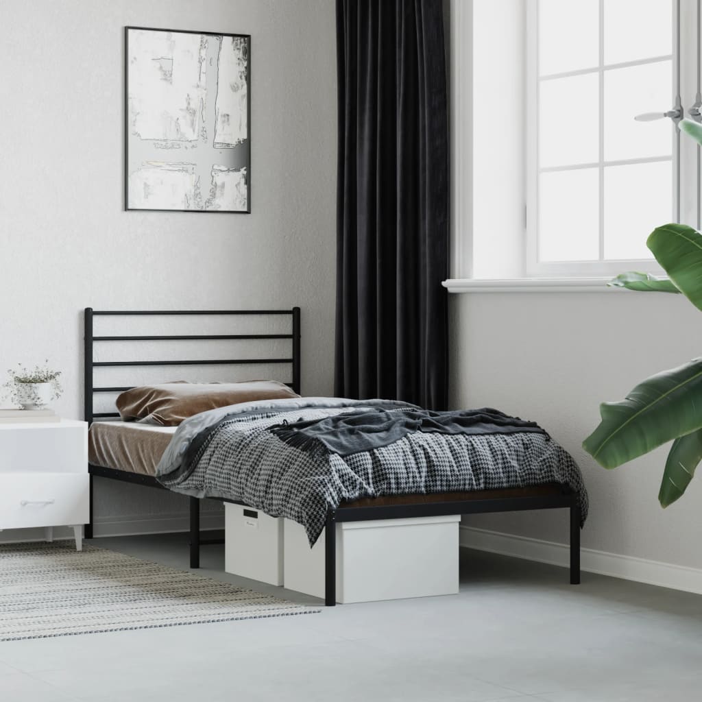 vida XL Bettgestell mit Kopfteil Metall Schwarz 80x 200 cm
