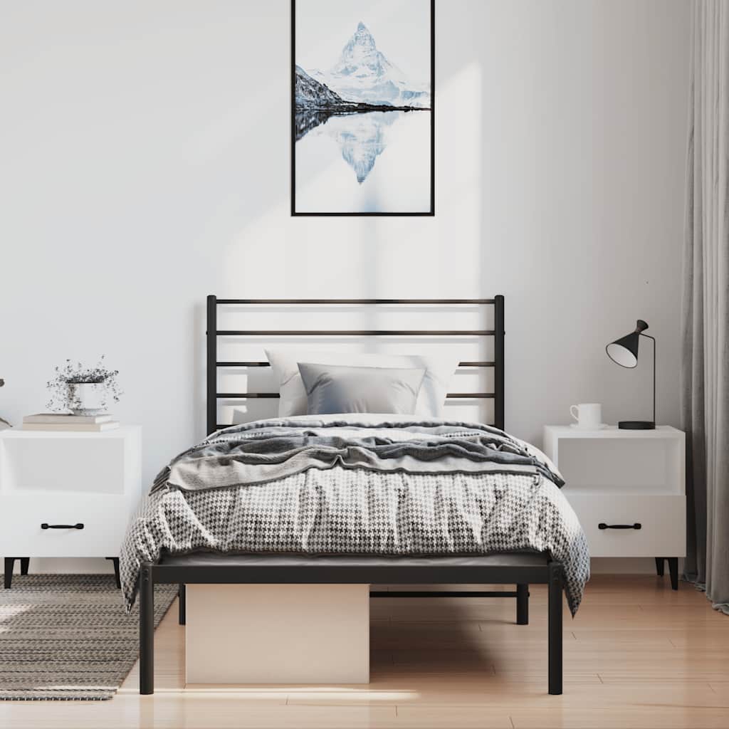 vidaXL Bedframe met hoofdbord metaal zwart 100x190 cm afbeelding