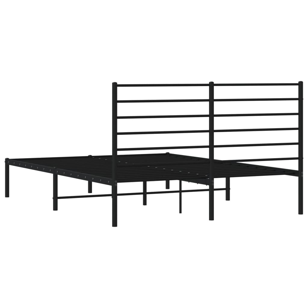 Cadru de pat metalic cu tăblie, negru, 120x190 cm