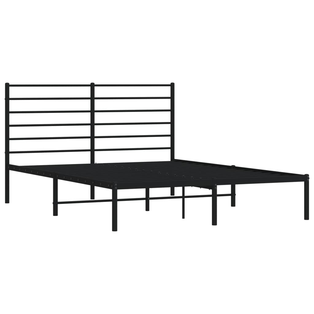 vidaXL Bedframe met hoofdbord metaal zwart 140x190 cm afbeelding