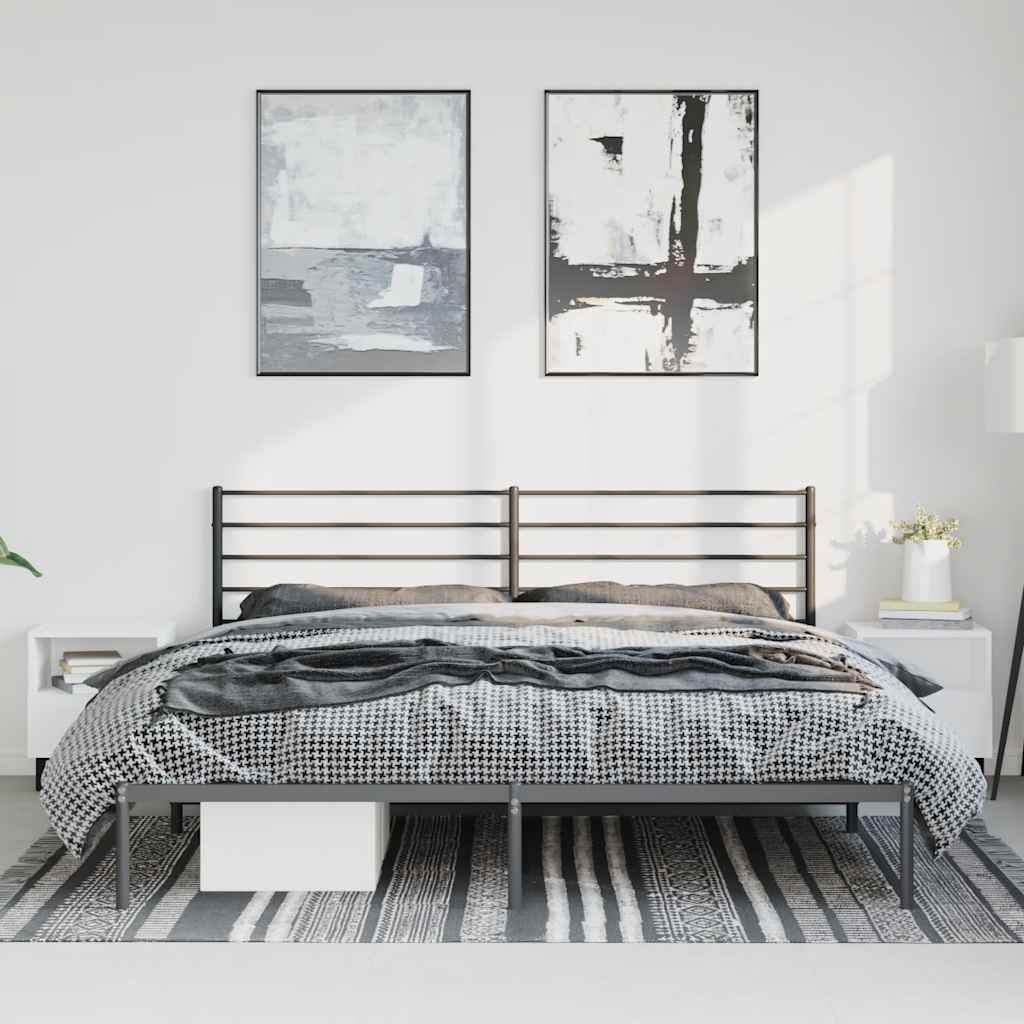 vidaXL Bedframe met hoofdbord metaal zwart 183x213 cm afbeelding