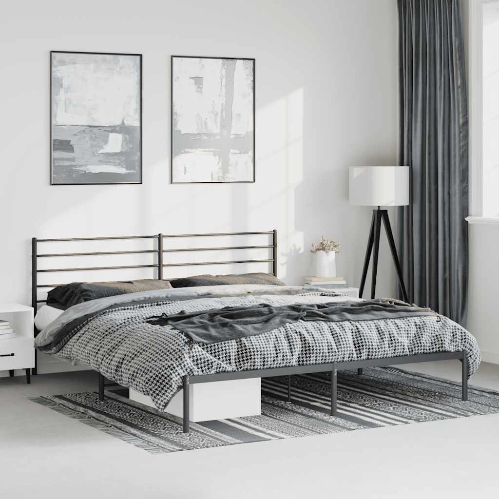 vidaXL Bettgestell mit Kopfteil Metall Schwarz 183x213 cm