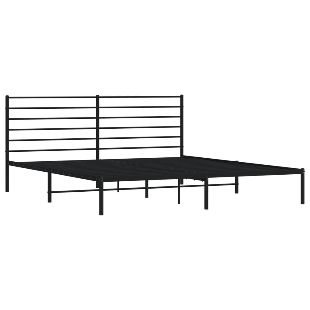 vidaXL Bedframe met hoofdbord metaal zwart 200x200 cm afbeelding