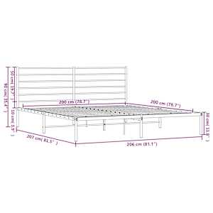 Kovový rám postele s čelem černý 200 x 200 cm - obrázek 10