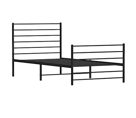 vidaXL Bettgestell mit Kopf- und Fu&szlig;teil Metall Schwarz 75x190 cm