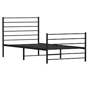 Kovový rám postele s hlavovým a nožním čelem černý 75 x 190 cm - obrázek 3