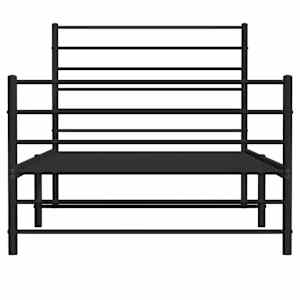 Kovový rám postele s hlavovým a nožním čelem černý 80 x 200 cm - obrázek 6