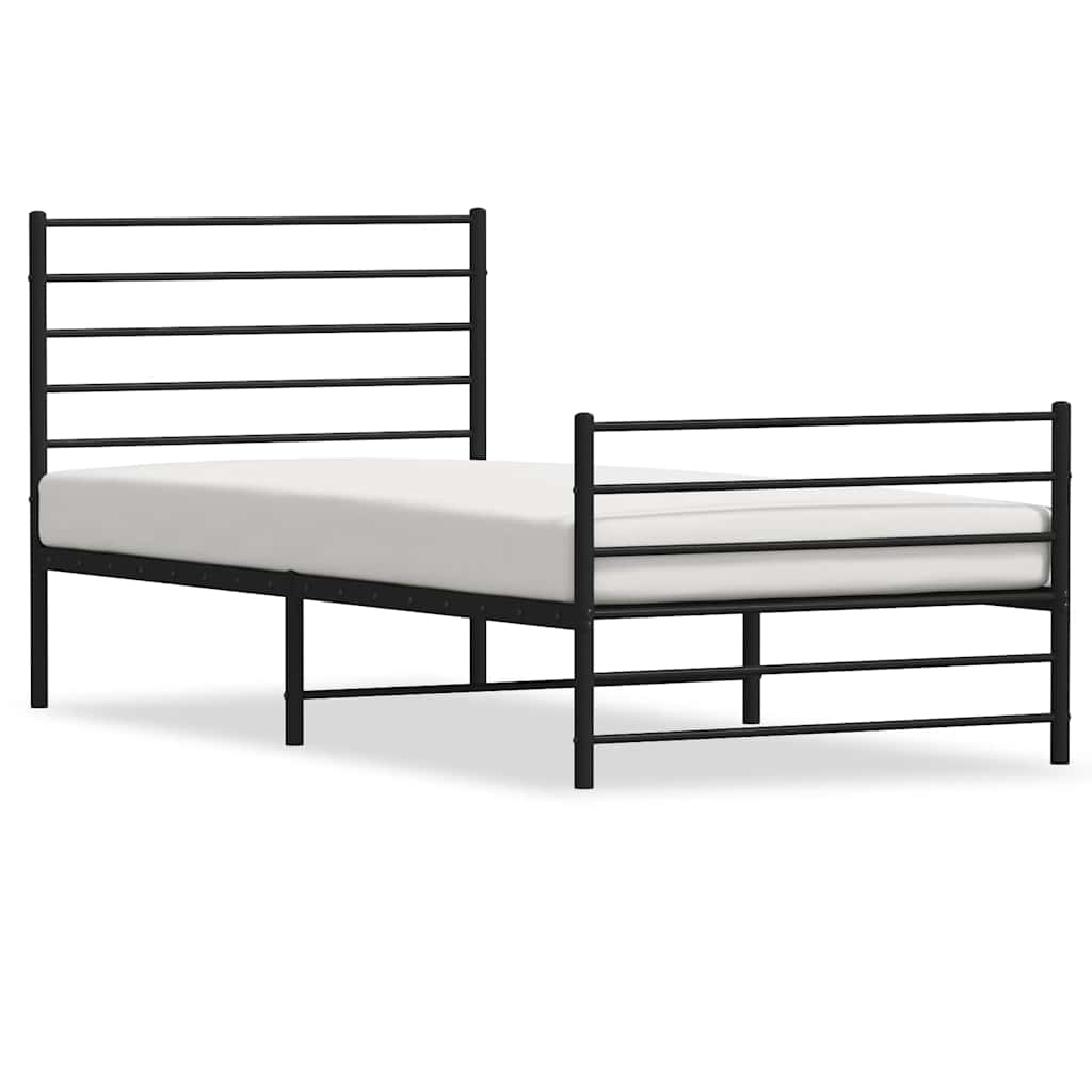 vidaXL Bettgestell mit Kopf- und Fußteil Metall Schwarz 107x203 cm