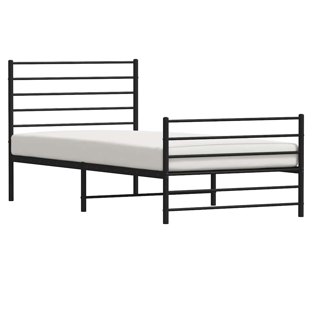 vidaXL Bedframe met hoofd- en voeteneinde metaal zwart 107x203 cm, foto 4