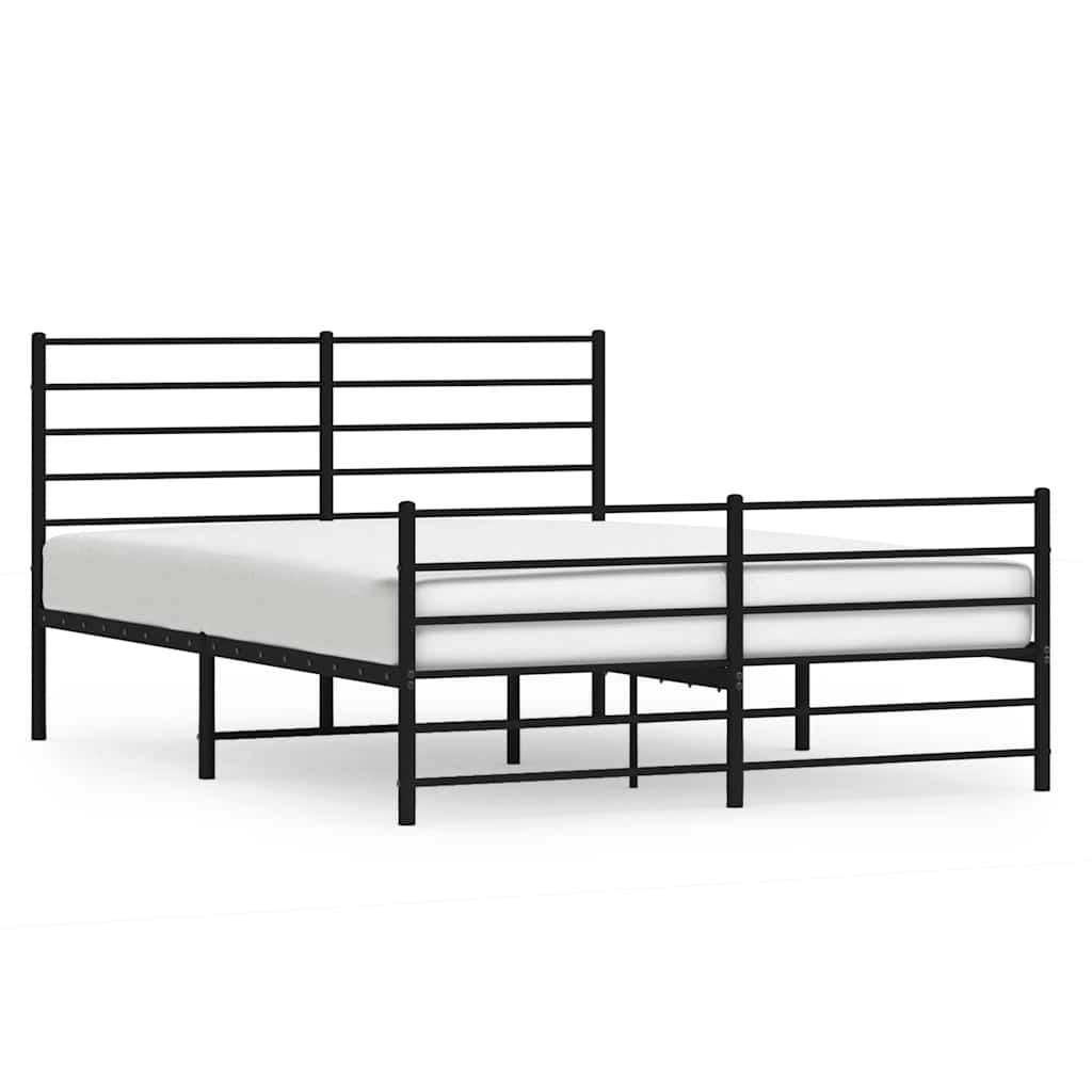 vidaXL Bedframe met hoofd- en voeteneinde metaal zwart 120x190 cm, foto 3