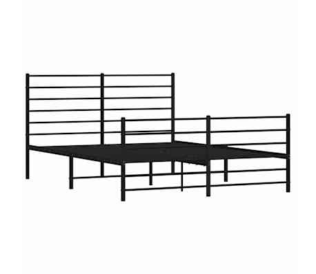 vidaXL Estructura cama sin colchón con estribo metal negro 140x200 cm