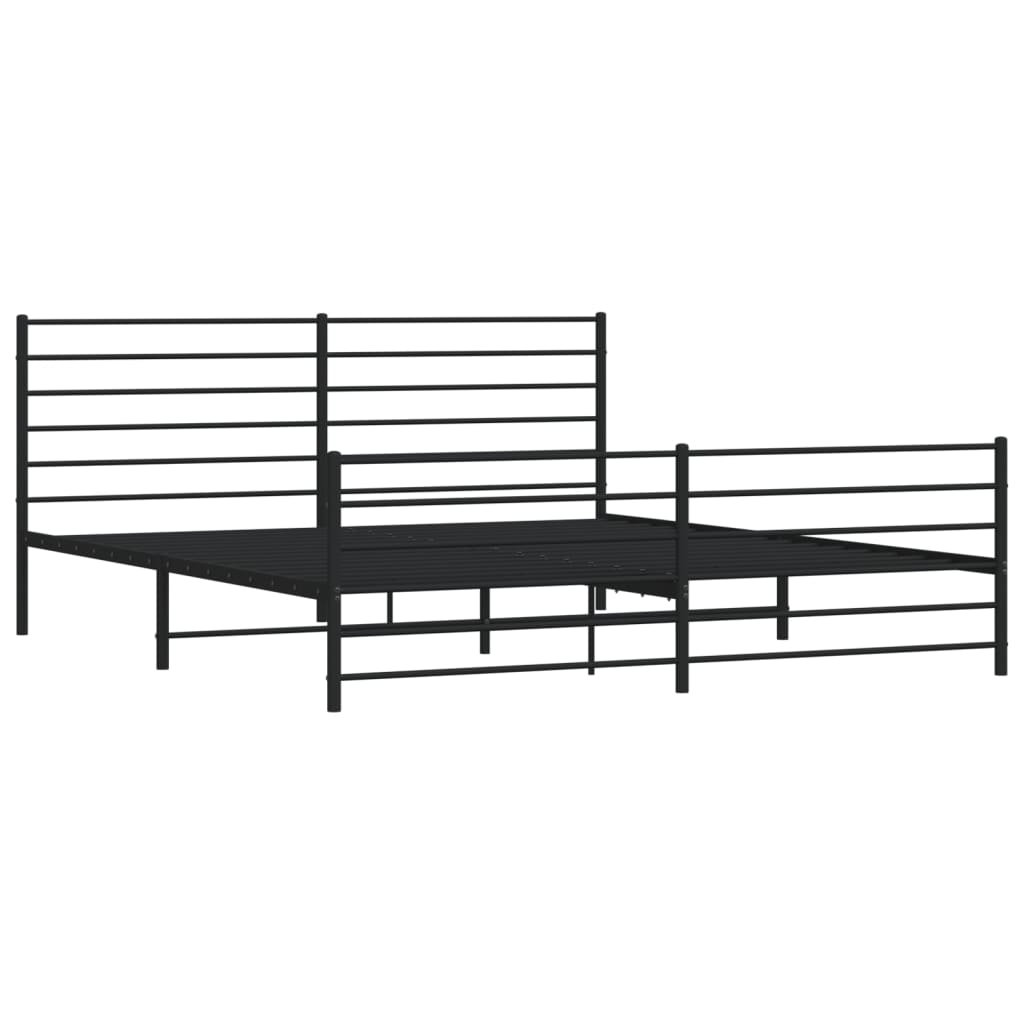 vidaXL Bedframe met voetbord zonder matras metaal zwart 180x200 cm afbeelding
