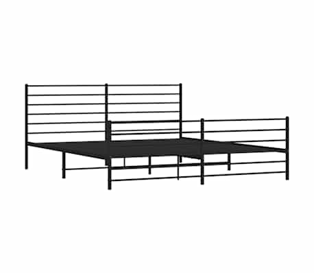 vidaXL Metallbett ohne Matratze mit Fu&szlig;teil Schwarz 180x200 cm