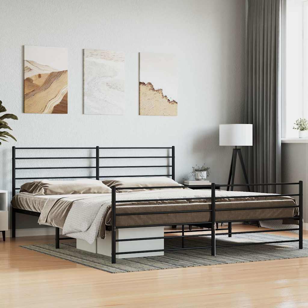 Thumbnail - vidaXL Metallbett ohne Matratze mit Fußteil Schwarz 180x200 cm