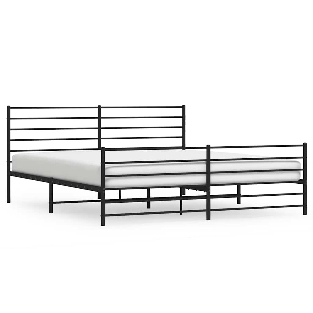 vidaXL Bedframe met hoofd- en voeteneinde metaal zwart 183x213 cm, foto 3