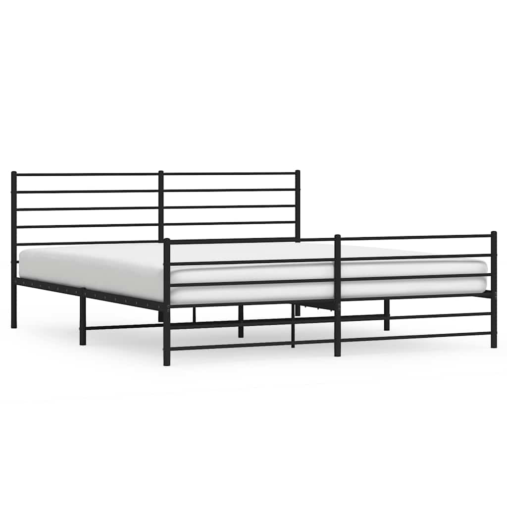 vidaXL Cadre de lit métal sans matelas avec pied de lit noir 193x203cm-image-8720845787790