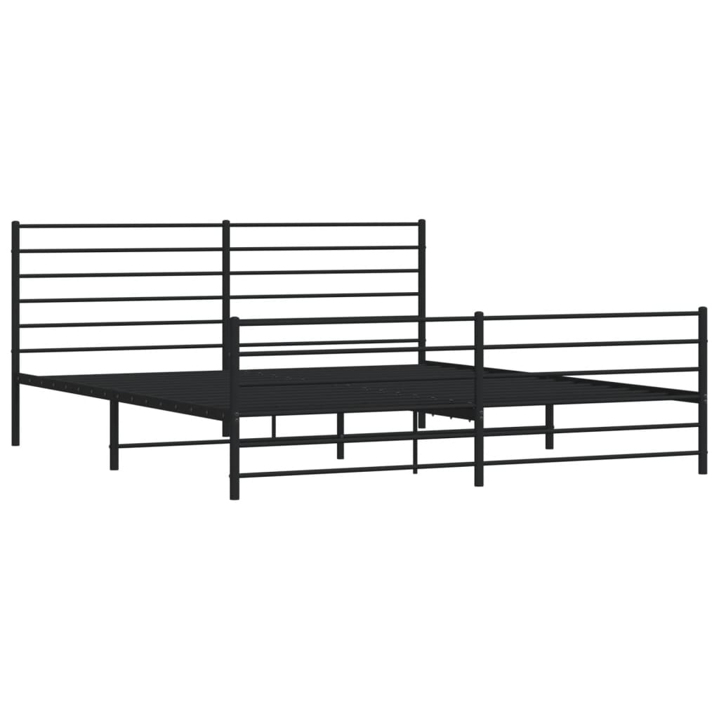 vidaXL Bedframe met hoofd- en voeteneinde metaal zwart 200x200 cm afbeelding