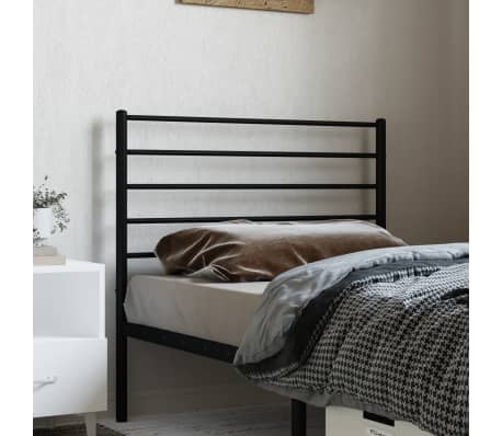 vidaXL gultas galvgalis, metāls, melns, 80 cm