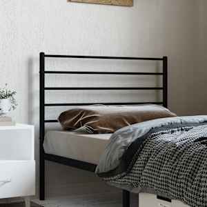 vidaXL gultas galvgalis, metāls, melns, 80 cm