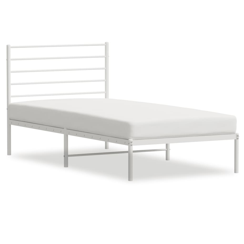 vidaXL Kovový rám postele bez matrace s čelem bílý 75 x 190 cm