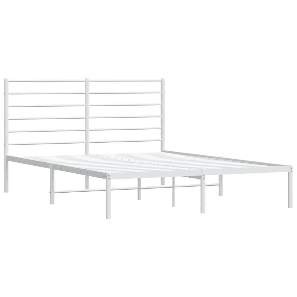 vidaXL Bedframe met hoofdbord metaal wit 120x190 cm afbeelding