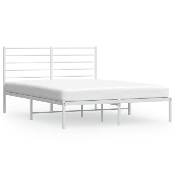 vidaXL metallist voodiraam peatsiga, valge, 120 x 200 cm