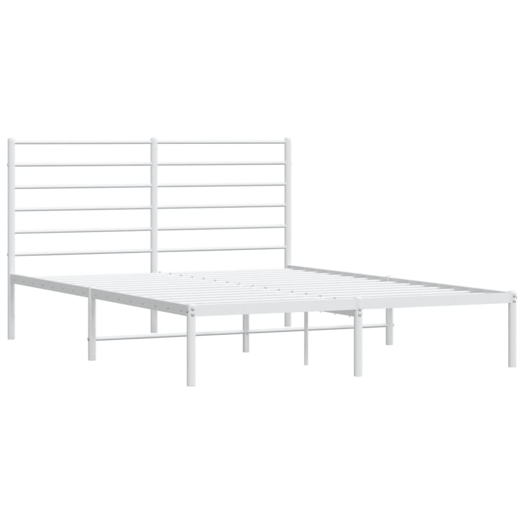 vidaXL Bedframe met hoofdbord metaal wit 120x200 cm afbeelding