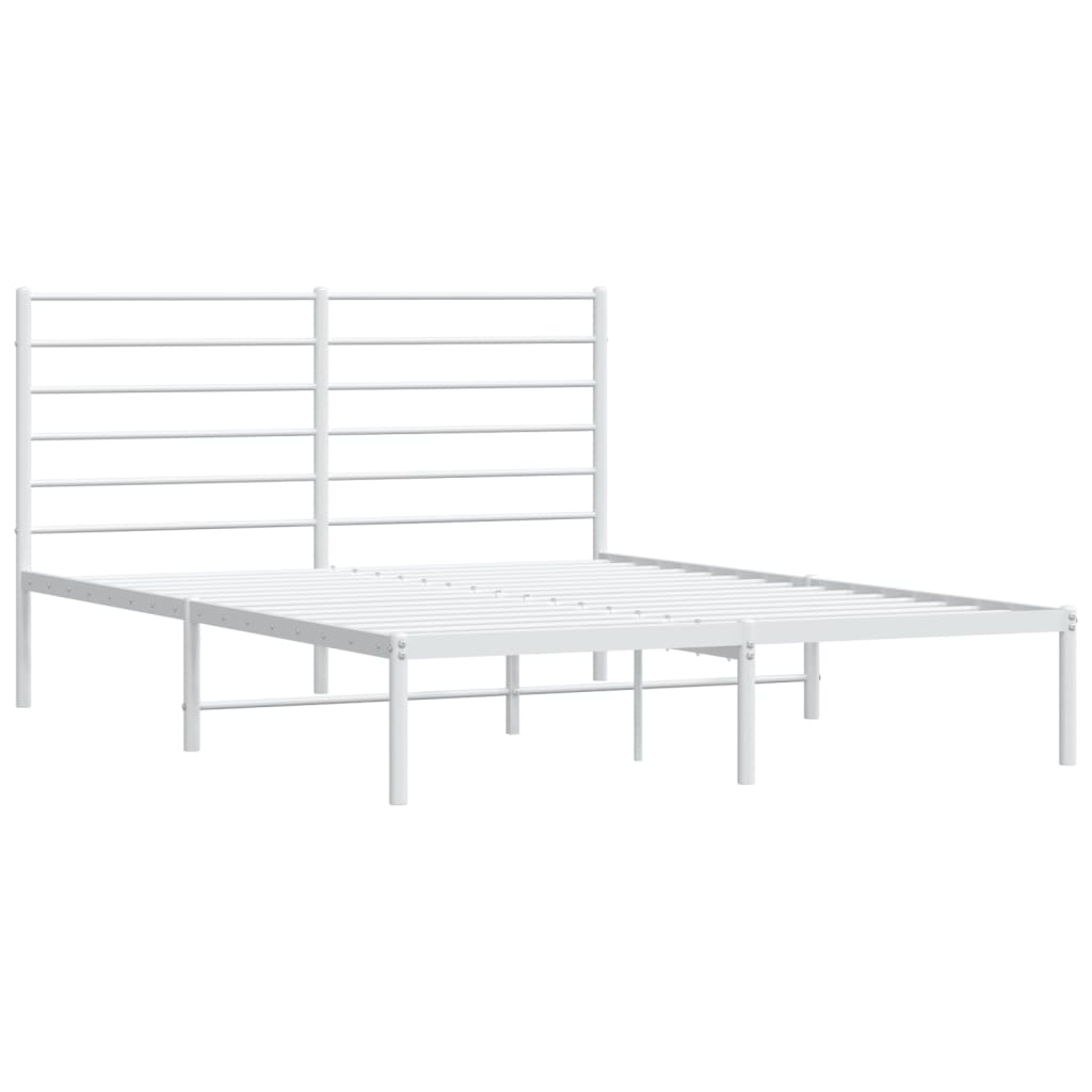 vidaXL Bedframe met hoofdbord metaal wit 140x200 cm afbeelding