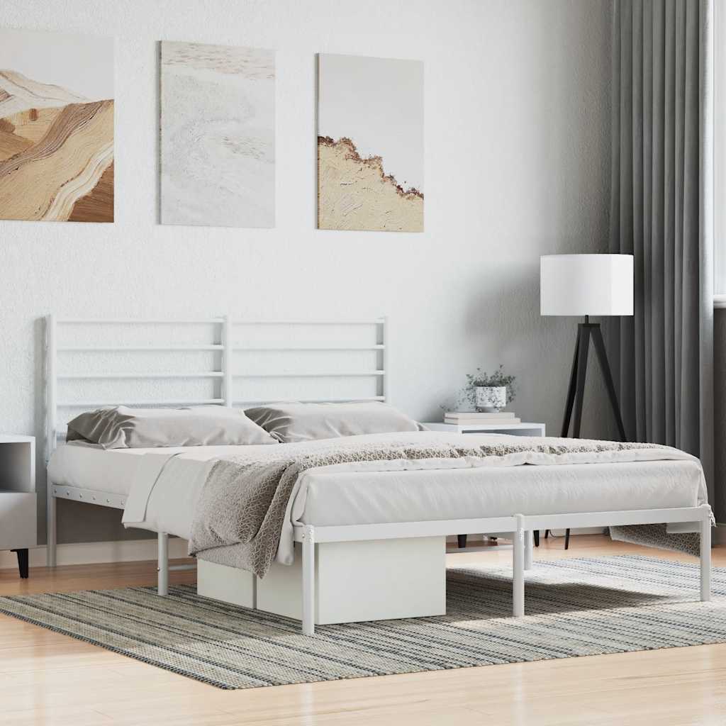 vidaXL Bettgestell mit Kopfteil Metall Weiß 140x200 cm