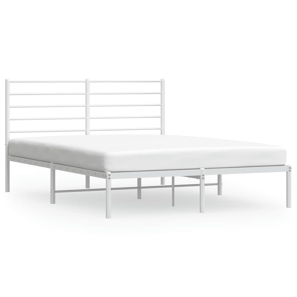 vidaXL Bedframe met hoofdbord metaal wit 160x200 cm, foto 3