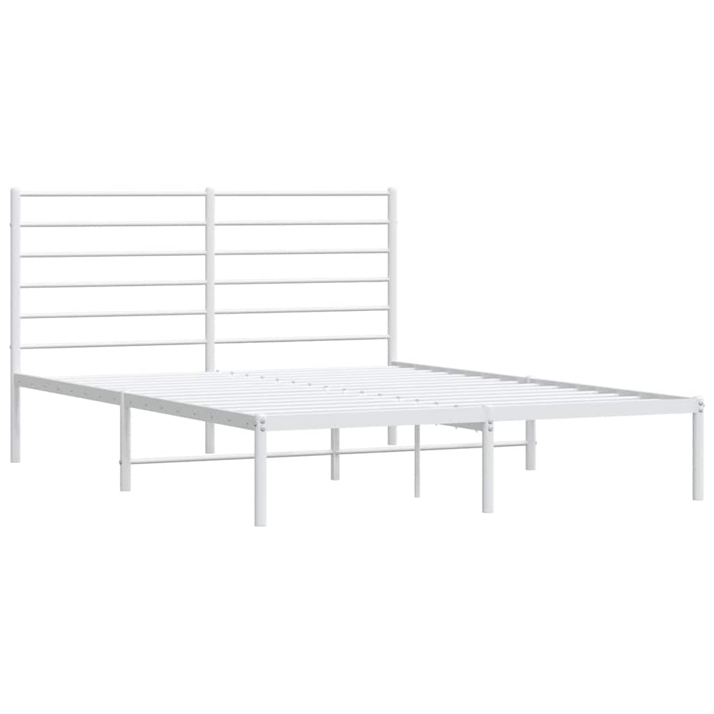 vidaXL Bedframe met hoofdbord metaal wit 160x200 cm, foto 4
