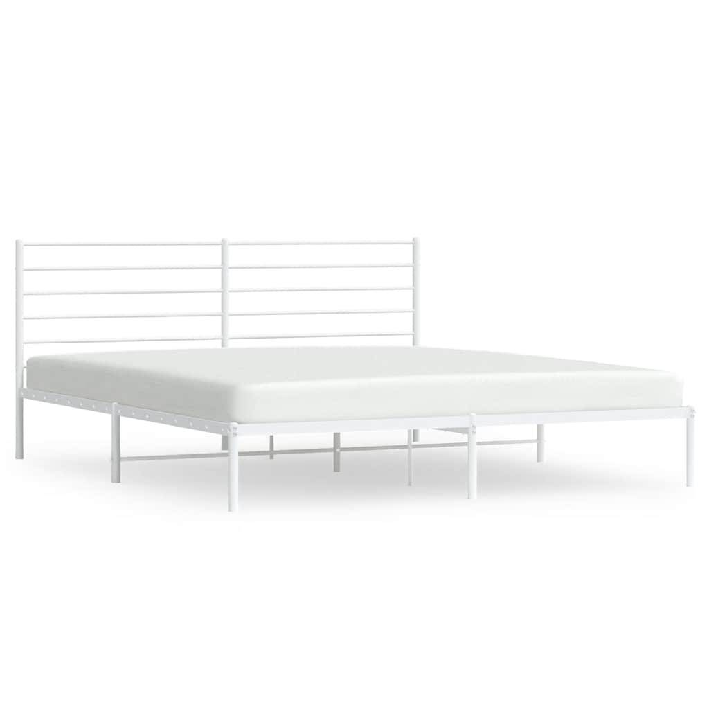 vidaXL Kovový rám postele s čelem bílý 183 x 213 cm