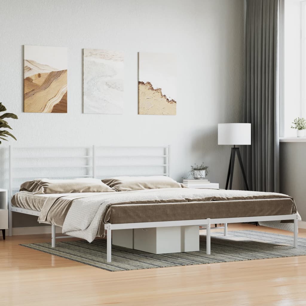 vidaXL Cadre de lit métal avec tête de lit blanc 183x213 cm