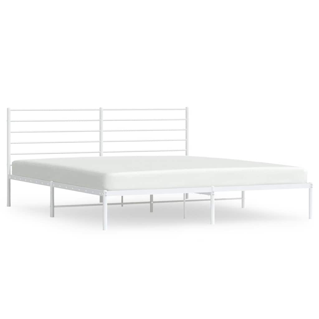 vidaXL Bedframe met hoofdbord metaal wit 193x203 cm, foto 3