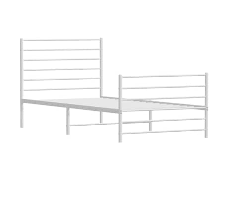 vidaXL Cadre de lit m&eacute;tal sans matelas avec pied de lit blanc 75x190cm