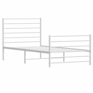 Kovový rám postele s hlavovým a nožním čelem bílý 75 x 190 cm - obrázek 3
